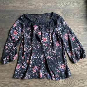 Black floral blouse